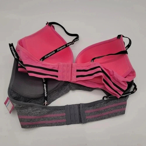NWT Pack of 2 Aeropostale Gray Pink Black Wireless Smooth Center Lift Bra Sz 38C - Picture 8 of 11